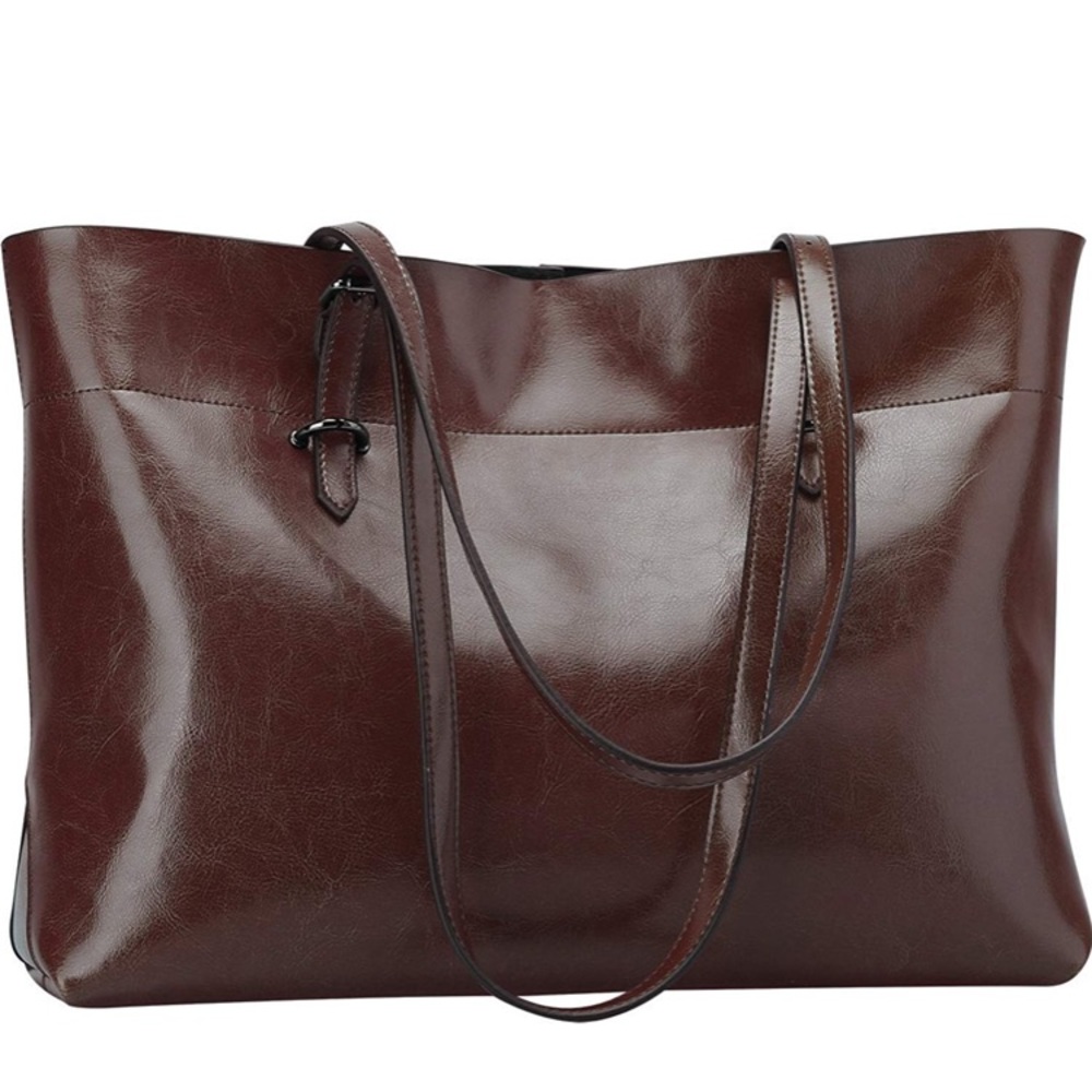 🆕 Dark Brown Genuine Leather Tote Shoulder Bag 🆕